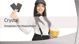  Presentation with director - Presentation design featuring popcorn and two ticket background and a lemonade colored foreground