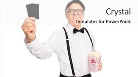  Presentation with ticket - Slide deck featuring popcorn and two ticket background and a white colored foreground
