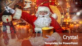  Presentation with merry christmas and new year - Beautiful slide set featuring popcorn and watching a christmas backdrop and a tawny brown colored foreground