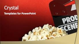  Presentation with red movie - Colorful presentation theme enhanced with popcorn box on red background backdrop and a  colored foreground