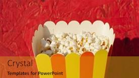  Presentation with popcorn - Presentation theme consisting of popcorn-box-on-wooden-background background and a gold colored foreground
