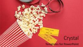  Presentation with cinema - PPT theme having popcorn film and cinema background and a red colored foreground