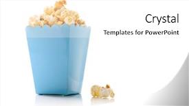  Presentation with popcorn - Cool new slide deck with popcorn in blue bucket backdrop and a white colored foreground