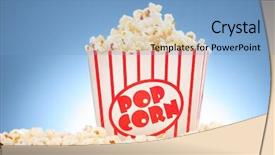  Presentation with popcorn - Colorful PPT theme enhanced with popcorn in box overflowing backdrop and a teal colored foreground
