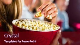  Presentation with popcorn - PPT theme with popcorn in cinema or movie background and a wine colored foreground
