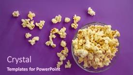  Presentation with popcorn - Presentation featuring popcorn-in-plate-on-purple background and a violet colored foreground