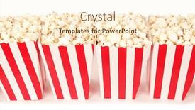  Presentation with cinema - PPT layouts consisting of popcorn-in-red-and-white background and a cream colored foreground