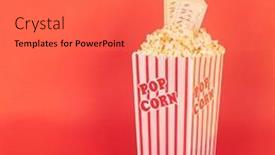  Presentation with cinema - Slide set with popcorn-in-red-and-white background and a red colored foreground