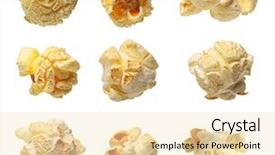  Presentation with popcorn - Slide set with popcorn isolated on white background background and a lemonade colored foreground
