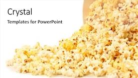  Presentation with popcorn - Presentation theme featuring popcorn isolated on white background and a white colored foreground