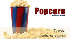  Presentation with popcorn - Cool new presentation with popcorn isolated on white backdrop and a blonde colored foreground