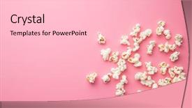  Presentation with popcorn - Presentation design enhanced with popcorn on pink background background and a light gray colored foreground