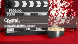  Presentation with awards - Presentation theme having popcorn on red carpet background and a gray colored foreground
