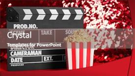  Presentation with awards - PPT theme featuring popcorn on red carpet background and a violet colored foreground