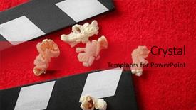  Presentation with awards - PPT theme consisting of popcorn on red carpet background and a crimson colored foreground