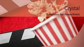  Presentation with red movie - Slides consisting of popcorn on red carpet background and a coral colored foreground