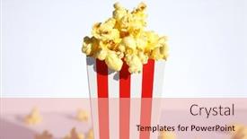  Presentation with popcorn - Presentation design having popcorn-popcorn-in-a-white background and a coral colored foreground