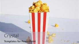  Presentation with popcorn - PPT theme featuring popcorn-popcorn-in-a-white background and a light blue colored foreground