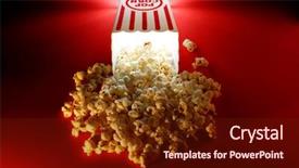  Presentation with movie theater - PPT theme enhanced with popcorn snack from a movie background and a tawny brown colored foreground