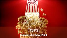  Presentation with movie theater - Theme having popcorn snack from a movie background and a tawny brown colored foreground
