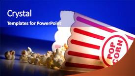  Presentation with movie theater - Presentation featuring popcorn snack from a movie background and a royal blue colored foreground