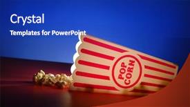 Presentation with movie theater - Colorful presentation theme enhanced with popcorn snack from a movie backdrop and a royal blue colored foreground