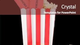  Presentation with cinema - Theme featuring intermission - popcorn with cinema tickets isolated background and a tawny brown colored foreground