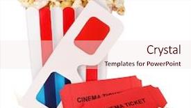  Presentation with popcorn - PPT theme having intermission - popcorn with glasses and tickets background and a lemonade colored foreground