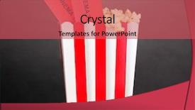  Presentation with popcorn - Presentation design enhanced with tickets on wooden table background and a red colored foreground