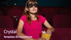  Presentation with movie theater - Audience pleasing theme consisting of popcorns during movie in theater backdrop and a violet colored foreground