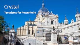  Presentation with paul - Colorful theme enhanced with pope john paul ii - beautiful religious architecture- cathedral almudena backdrop and a teal colored foreground