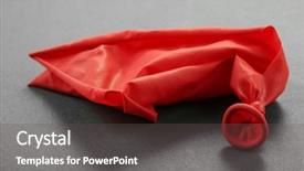  Presentation with balloon - Amazing slides having popped red balloon on paper backdrop and a dark gray colored foreground