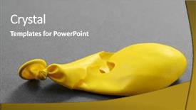  Presentation with crumpled paper various balls - Theme featuring popped yellow balloon on paper background and a  colored foreground