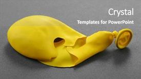  Presentation with yellow paper - Audience pleasing slides consisting of revanent - popped yellow balloon on paper backdrop and a gray colored foreground
