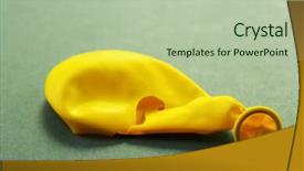  Presentation with yellow paper - Beautiful PPT theme featuring revanent - popped yellow balloon on paper backdrop and a mint green colored foreground