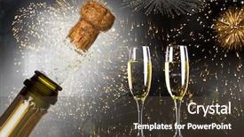  Presentation with cork - Slides featuring popping against colourful fireworks exploding background and a tawny brown colored foreground