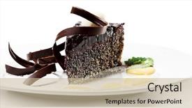  Presentation with chocolate dessert - PPT theme enhanced with poppy seed - dessert - chocolate cake background and a mint green colored foreground