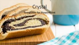  Presentation with seed - Presentation theme having poppy seed strudel on kitchen background and a  colored foreground