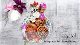  Presentation with danish - Slide set enhanced with poppy seeds and cinnamon danish background and a light gray colored foreground