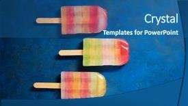  Presentation with facet brilliant diamonds on blue - Presentation theme with popsicles on a blue table background and a ocean colored foreground