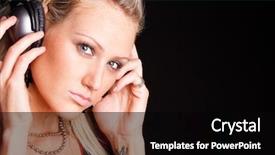  Presentation with music apps - Colorful PPT theme enhanced with popstar - beautiful young woman listening backdrop and a black colored foreground