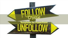  Presentation with baby follow up - Slides having popstar - follow - unfollow signpost isolated background and a  colored foreground