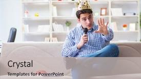  Presentation with funny - Beautiful theme featuring popstar - funny man singing songs backdrop and a  colored foreground