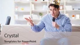  Presentation with of kids singing - Colorful slides enhanced with popstar - funny man singing songs backdrop and a  colored foreground