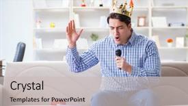  Presentation with of kids singing - Beautiful slides featuring popstar - funny man singing songs backdrop and a  colored foreground