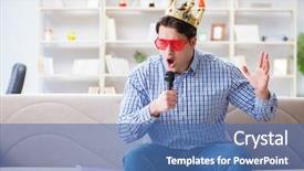  Presentation with funny - PPT layouts featuring popstar - funny man singing songs background and a  colored foreground