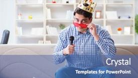  Presentation with of kids singing - PPT layouts featuring popstar - funny man singing songs background and a  colored foreground