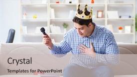  Presentation with funny - Slide deck consisting of popstar - funny man singing songs background and a  colored foreground