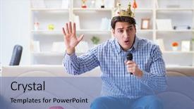  Presentation with funny - Presentation theme having popstar - funny man singing songs background and a  colored foreground