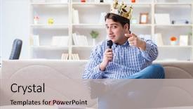  Presentation with funny - Colorful PPT theme enhanced with popstar - funny man singing songs backdrop and a  colored foreground